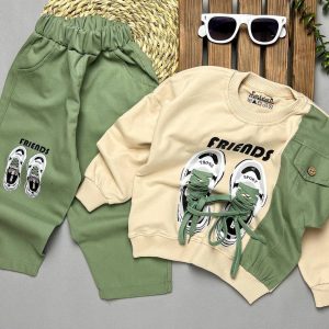 بلوز شلوار بچگانه پسرانه طرح کتونی |کودک ونوجوان