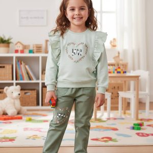 بلوز شلوار بچگانه دخترانه طرح قلب ❤️