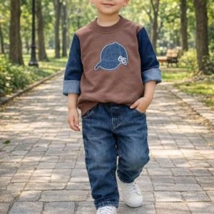 ست بلوز شلوار پسرانه عیدانه طرح کلاه|ست بچگانه